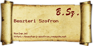 Beszteri Szofron névjegykártya